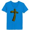 Ladies’  Junior Fine Jersey V-Neck Longer Length T-Shirt Thumbnail