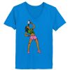 Ladies’  Junior Fine Jersey V-Neck Longer Length T-Shirt Thumbnail